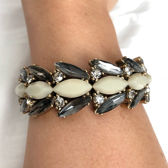 J. Crew grey and cream stone elastic bracelet - Picture 3 of 3